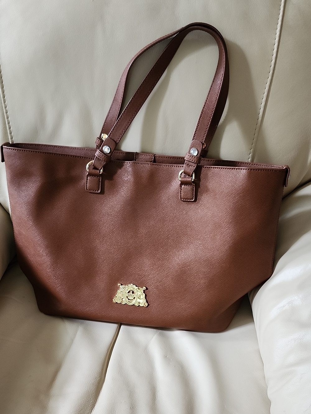 Juicy Couture Brown Shoulder Tote with Gold Emblem